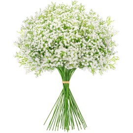 MERIXMAS Babys Breath Artificial Flowers, Real Touch Babys Breath Flowers Artificial Bulk for Wedding Decor, White Fake Flowers for Party Home Garden Decor (48, White)
