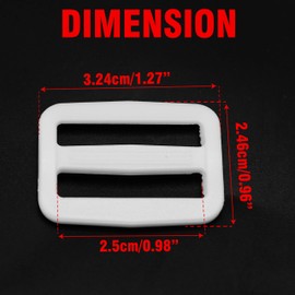 50pcs White Tri-Glides Slide 1 Inch Parachute Buckle Adjuster, Plastic Button Fastener for Adjustable Webbing Slider Replacement, Belt Strap Backpack Bag Sewing DIY Craft, Rifle Sling, Dog Collar