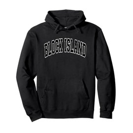 Block Island Arched Black Text Pullover Hoodie