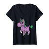Womens Cute Cartoon Unicorn Character For Children V-Neck T-Shirt