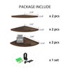 HORLIMER 6 Pack Wall Mount Floating Corner Shelf, Rustic Wood