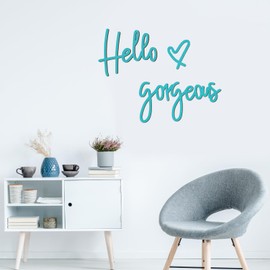 Blulu Hello Gorgeous Wall Decor Words Blue 3D Wooden Hello Gorgeous Sign Decor Wall Art for Home Room Office Door Decorations Party Supplies