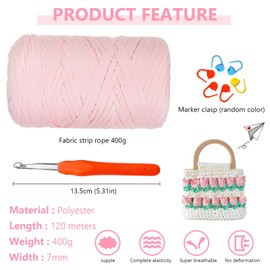 YushengTai Textile Yarn, 400 g/120 m Textile Yarn for Crochet with 9.0 mm Crochet Hook, T-Shirt Yarn, Crochet Yarn, T-Shirt Yarn for Bags, Baskets, Blankets, Home Decoration