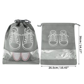 CAPASTEC 5 Stück Schuhtaschen zum Verpacken mit klarem Fenster, staubdichte Zugband-Reiseschuhaufbewahrungstaschen für Männer und Frauen, Medium, Grau