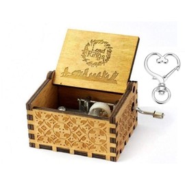 Cuzit The Lord of the Rings Engraved Wooden Hand Crank Music Box