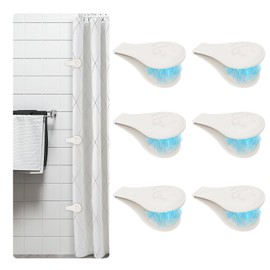 Vaszu Magnetic Silicone Shower Curtain Clips for Liner, Self Adhesive Windproof Splash Holders Prevent Water Splashing Out Keep Curtain Liner Closed to Wall Shower Curtains Keeper for Home 6 Packs