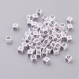 Handicraft Emporium | Cube Alphabet Acrylic Beads | Approx 20g | G