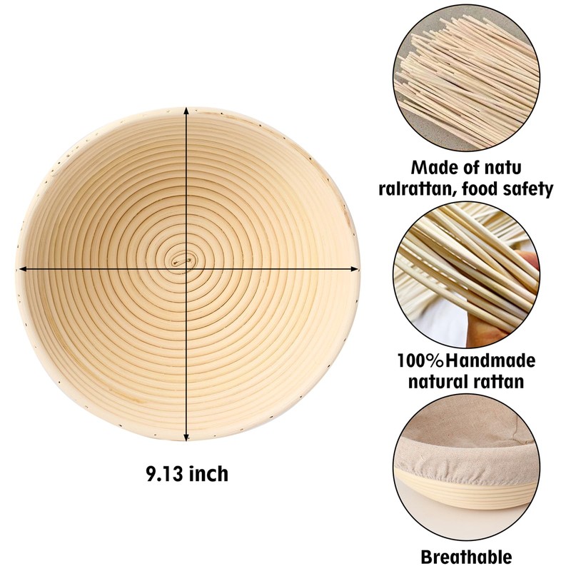 2pcs 9 inch Banneton Bread Proofing Basket with Liner, Sourdough