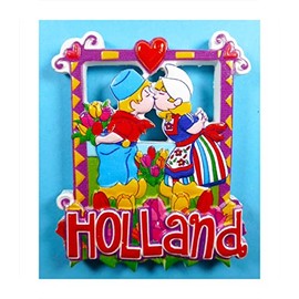 Souvenir Magnet Tulips Holland Couple Kiss Love 8 x 6.5 x 0.8 cm Holland Maritime Fridge Magnet Figure Decoration GMTX 15606