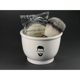 La Barbiera Ceramic wet Shaving Bowl Mug Soap & Brush Set kit Valentine Day Gift