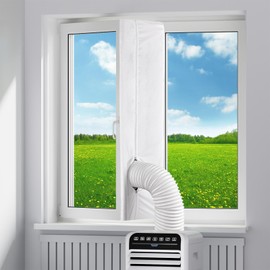 400 cm Sealing Set, Window Seal for Mobile Air Conditioners, Energy Efficient Hot Air Stop for Attaching to Windows, Air Conditioners and Tumble Dryers, Mobile Exhaust Dryer, White, Drill-Free