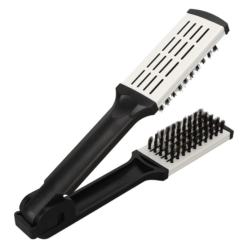 Hair Straightening Double Brush Comb Soft Bristles Prevent Static Heat