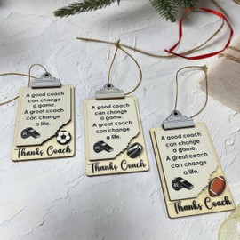 Soccer Coach Thanks Clipboard Sports Collection Coach's Whistle Soccor, Football, Baseball, Basketball, Volleyball Coach Ornament, Coach Christmas Ornaments, Sport Coach Gifts Team Wood 3 Layers
