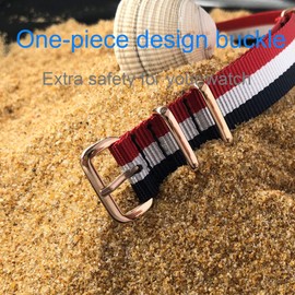 MZBUTIQ 12 mm Blue White Red Ballistic Nylon Watch Strap One-piece Watch Band Rose Gold Buckle