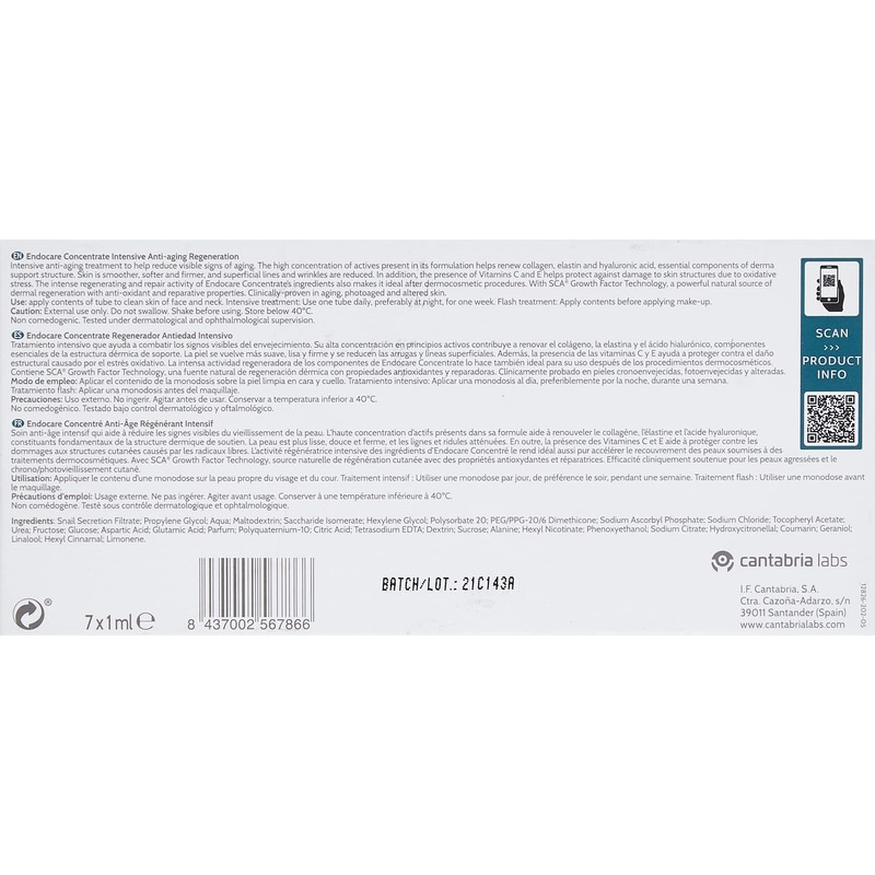 Cantabria LABS Endocare Facial Treatment 7 x 1 ml Anti-Ageing