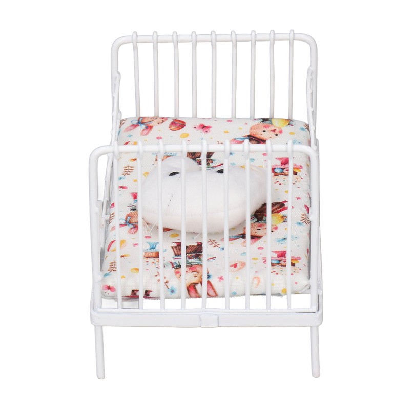 1:12 Scale Dollhouse Furniture Mini Bed Set Decorative Pillow Metal