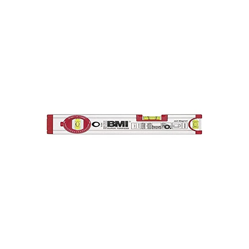 BMI 692025TWM" Ultrasonic Alu-Spirit Level with Magnet, Silver/Red, 25 cm