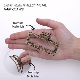 BasicSense 4 PCS Leopard Print Hair Claw Set LightWeight Alloy Metal Durable & Sturdy Claws For Women Clamps - 4PCS Medium Grips