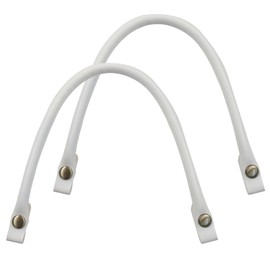 BokWin Purse Handles Replacement - 2 Pack 0.59 Inch Wide 15.7 Inch Length PU Leather Purses Straps in White for Handbag Handles & DIY Bag Accessories with Secure Buttons