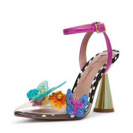 Betsey Johnson Women's Kamilla Heeled Sandal, Black Multi, 7.5