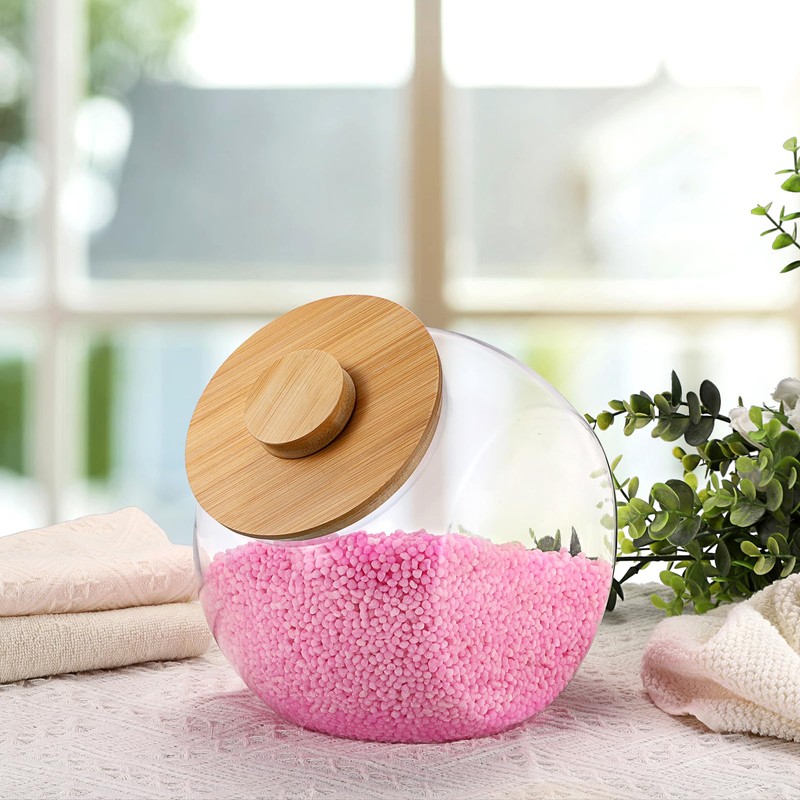 Sumnacon Laundry Pods Container with Wooden Lid, Wide Mouth Laundry