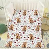Highland Cows Floral Baby Blanekt Gifts Boys Girls Kids, Highland