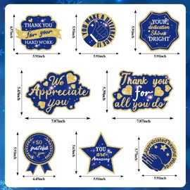 We Appreciate You Decorations Blue Gold Thank You Table Honeycomb Centerpieces 8Pcs Appreciate Table Topper Decor Set for Employee Appreciation Graduations Retirement Party Supplies