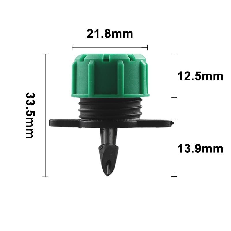 100PCS 0-135L/H Adjustable Irrigation Drippers Sprinklers 1/4 Inch Emitter Dripper