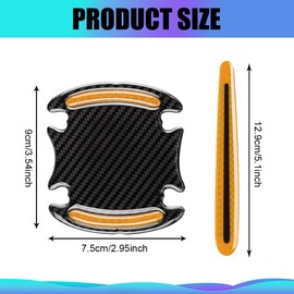 Lyxheth 8PCS Car Door Handle Protector Reflective Sticker, Doors Handles Protectors for Vehicle, 3D Carbon Fiber Door Handle Scratch Protector Cover, Doors Handles Films for Cars (Gold Coin Yellow)