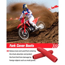 NACORE Motorcycle Fork Cover Boots Universal Front Shock Tube Absorber Guard Dust Boots For Most Dirt Pit Bike, RUBY RED