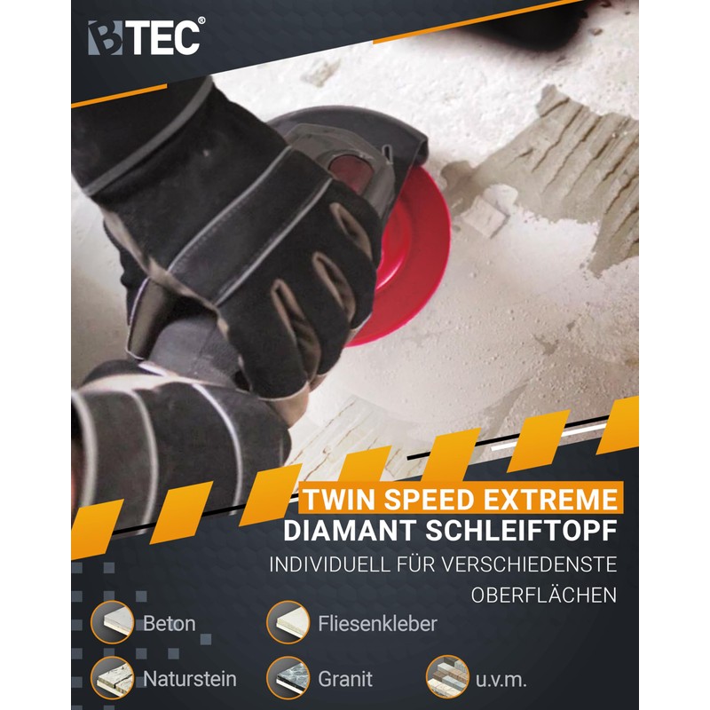 BTEC Twin Speed Diamond Grinding Cup Disc, 125 x 22.23
