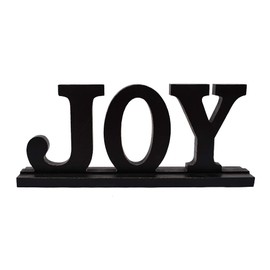 Rustic Wood Joy Sign for Home Decor, Decorative Wooden Cutout Word Decor Freestanding Joy Tabletop Decor, 11.5" X 4.85" Black Joy Block Letters Sign Joy Mantel Fireplace Decor (Black Joy Sign)