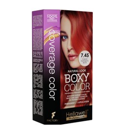 BOXY COLOR Coloring kit professional, permanent color cream hair dye with Vegetal Protein to get Hair with intense color shiny and silky. 100% Gray Coverage. (7.45 Mahogany Copper Blonde)
