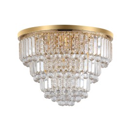 20" Crystal Chandelier, 6-Light Modern Gold Flush Mount Chandelier, Luxury Round Crystal Semi Flush Mount Ceiling Light FixtureShade  color: gold, Design Style: Modern, Lamp Power(W): 60, Number of Lights: 6