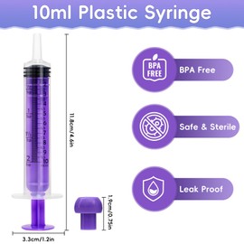 ZWQLZG 12pcs 10ml Syringe Liquid Measuring Syringes with Cap, Individually Sterile Sealed Lab Syringes with Measurement for Measuring Liquids, Scientific Labs Experiment, Feeding Pets