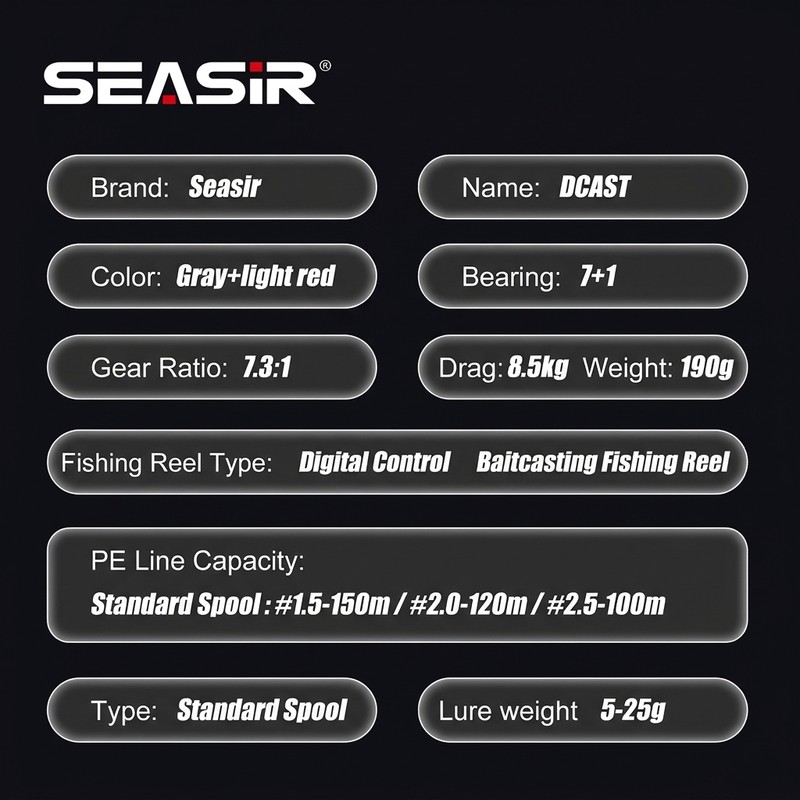 Carrete de pesca de lanzamiento SEASIR DCAST DC, con control
