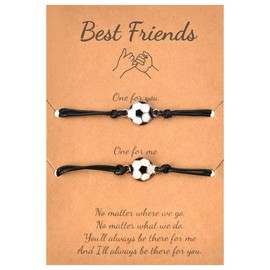 Friendship Bracelet for 2 Soccer Best Friend Birthday Gifts for Women BFF Christmas Gifts for Men Bracelets for Boys Long Distance Friendship Gifts for Friends Female Male Bestfriend Gift Ideas