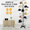 Freestanding Rotating Hat Display Rack: 7-Tiers, 35 Hooks, with Wheels,