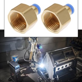 LT Easiyl 2Pcs BSP 3/8 to 4mm Pneumatic Fitting Push Quick Connector Female to Female Brass Pneumatic Connector for MIG Welder Mini MIG Adapter