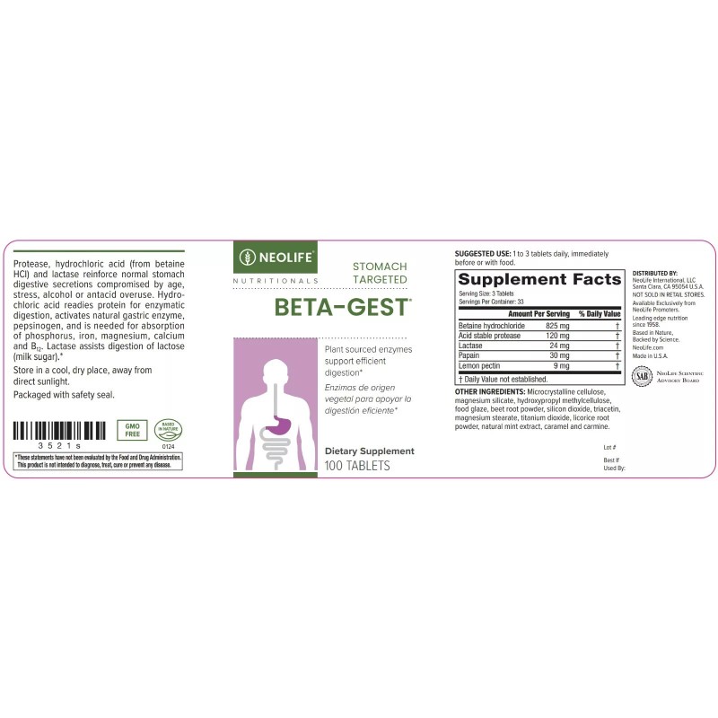 NeoLife Beta-Gest Digestive Aid | All Natural Acid Reflux &