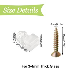 UFURMATE Glass Panel Clip, 24 Pack Round Glass Retainer Clips Kit Plastic Glass Cabinet Clamps Clear Mirror Clips Window Dressing Hardware Replacement with Screws & Storage Box for 3-4mm Thick Glass