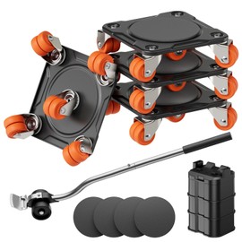 ONEON Furniture Mover Ultra with 10 Wheels – All-New Upgraded Heavy Item Moving Tool Double-Wheeled Low-Profile Dolly with Auxiliary Lifter, Full Carbon Steel Panels, Supports up to 2200 lbs