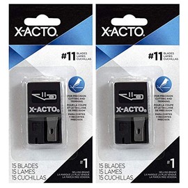 2-Pack - X-ACTO X411 Knife Blades with Dispenser Size 11 Blades, 15 Pieces each