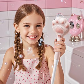 Cute Cat Paw Shower Head – High Pressure Handheld Filter Shower Head with Hose, 3 Spray Modes, Gift for Cat Lovers, Women, Girls, Kids – 2.5 GPM, Pink