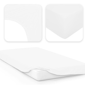 Jacobson Jersey Fitted Sheet, Cotton Bed Sheet (60 x 120 - 70 x 140 cm, White)