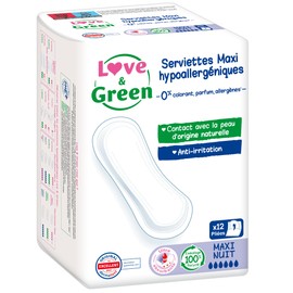 Love & Green Maxi Night Napkins - 2 Packs of 12
