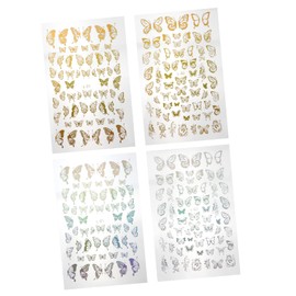 TOVINANNA 12 Sheets Butterflies Nail Art Stickers Bronzing Nail Decals for DIY Manicure for Personal Use