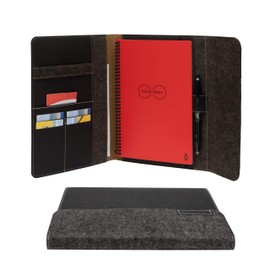Rocketbook Smart Notebook Folio Cover - Dark Matter Black For Letter A4, Recyclable, Biodegradable, Pen Holder, Magnetic Clasp, Inner Storage