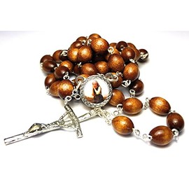 3rd class relic rosary Saint Germaine Cousin patron of abandoned people abuse victims against poverty handicapped disabled people illness impoverishment loss of parents discapacitado (Brown)