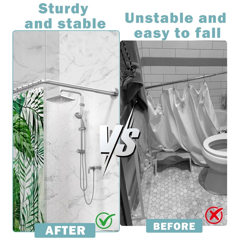 Shower Rod Ceiling Support Bracket 2-Pack – Anti-Sagging 304 Stainless